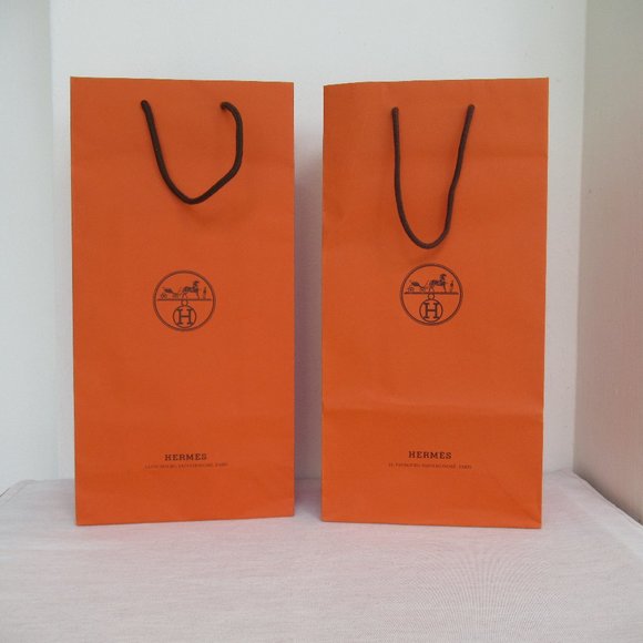 Hermes Party Supplies Set Of Two Hermes Gift Bags Shopping Bag Shopping Tote Orange 65 Tall